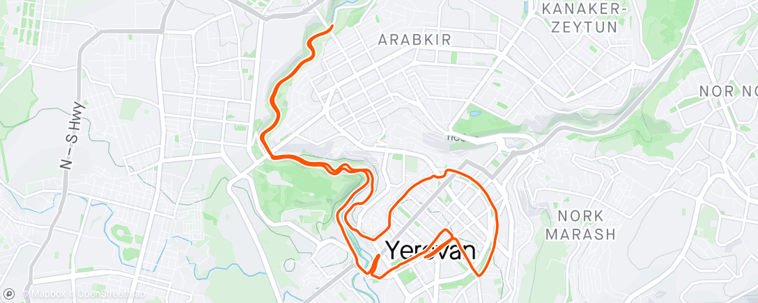 Map of the activity, Yerevan half marathon 2024, with pacer @Vardan Saghyan,
