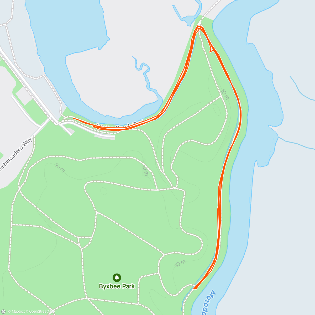 Map of the activity, Byxbee Parkrun #186