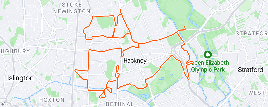 Map of the activity, Hackney Half Marathon - not another one?!