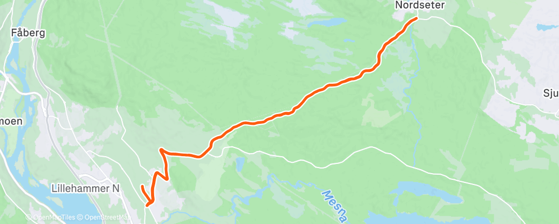 Map of the activity, 63 min distanse i3/4 fra Stampa til Nordseter i tåkeregn🌫️🌧️(2)