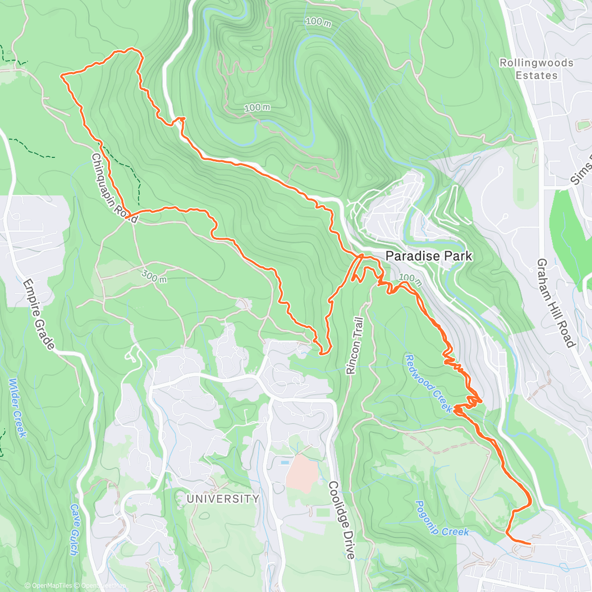 Map of the activity, Santa Cruz on a Santa Cruz
