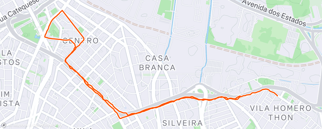 Map of the activity, Corrida matinal