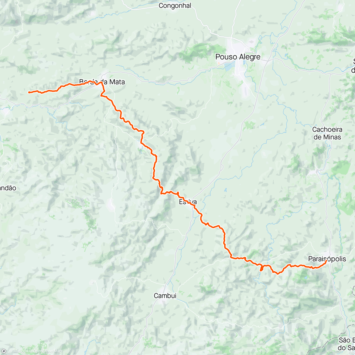 Map of the activity, 2° dia pedal Caminho da Fe