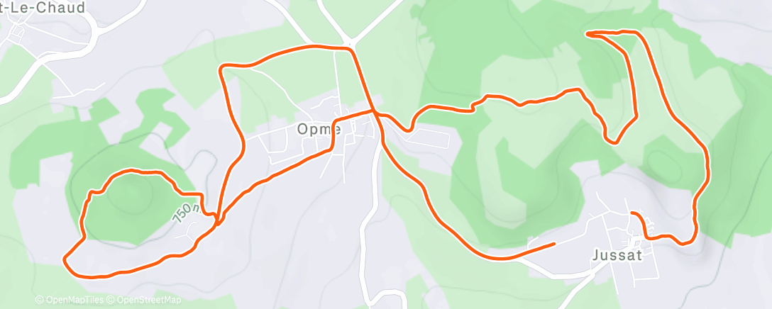 Map of the activity, Sortie VTT le midi