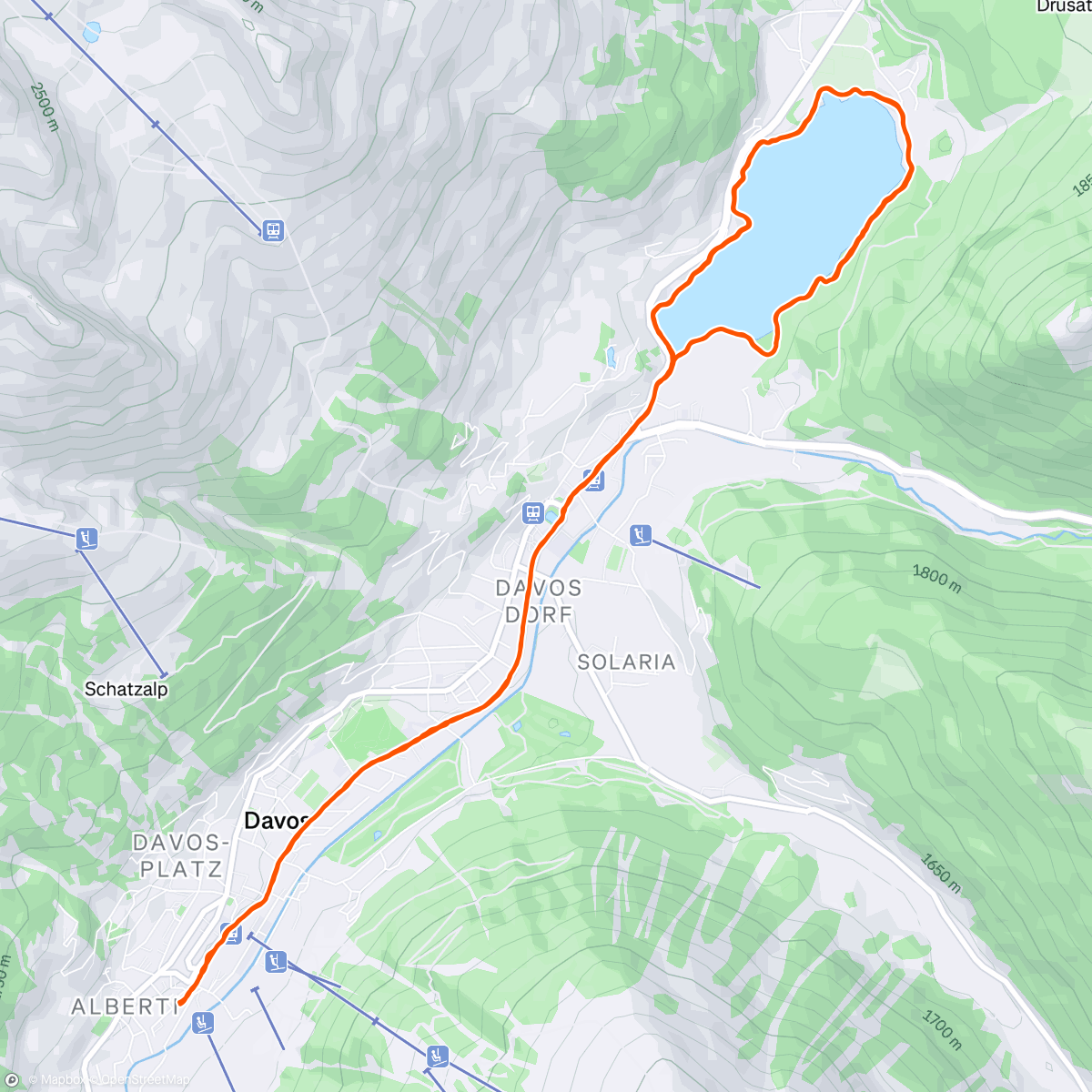 Map of the activity, Deep snow run before work