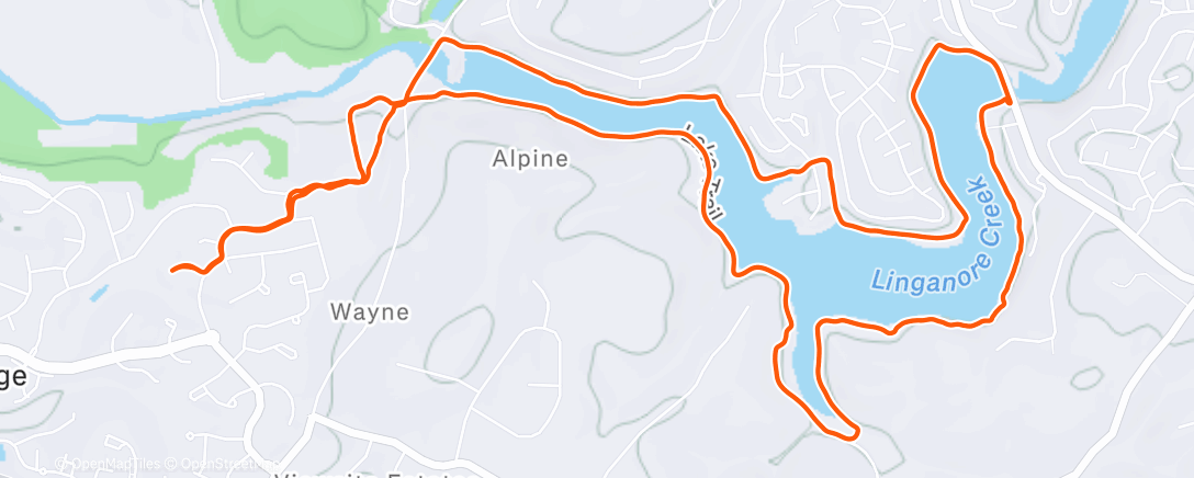 Map of the activity, Afternoon Trail Run