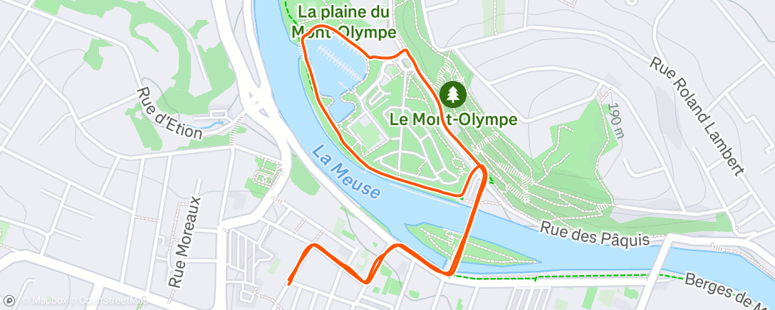 Map of the activity, Course à pied le matin