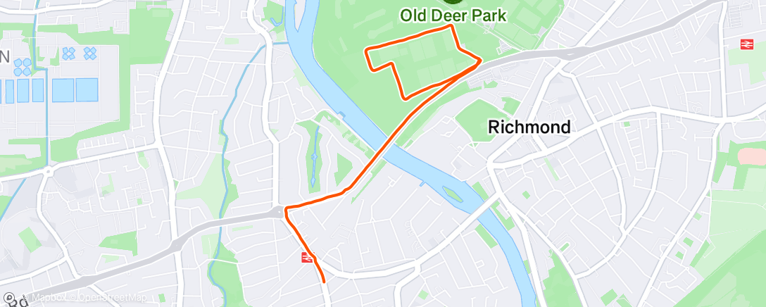Map of the activity, Parkrun cool down to brunch