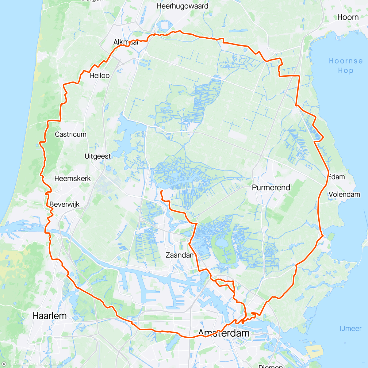 「Zondag Ochtendrit, @Mr.ride-A-round.cc
#deechterondevanAmsterdam 
#rondjefietsen」活動的地圖