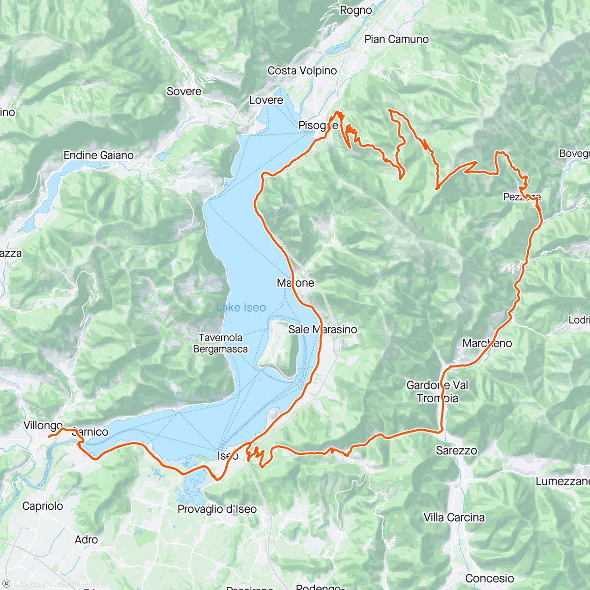 Mapa de la actividad, Passaboche-Colli di San Zeno-Polaveno