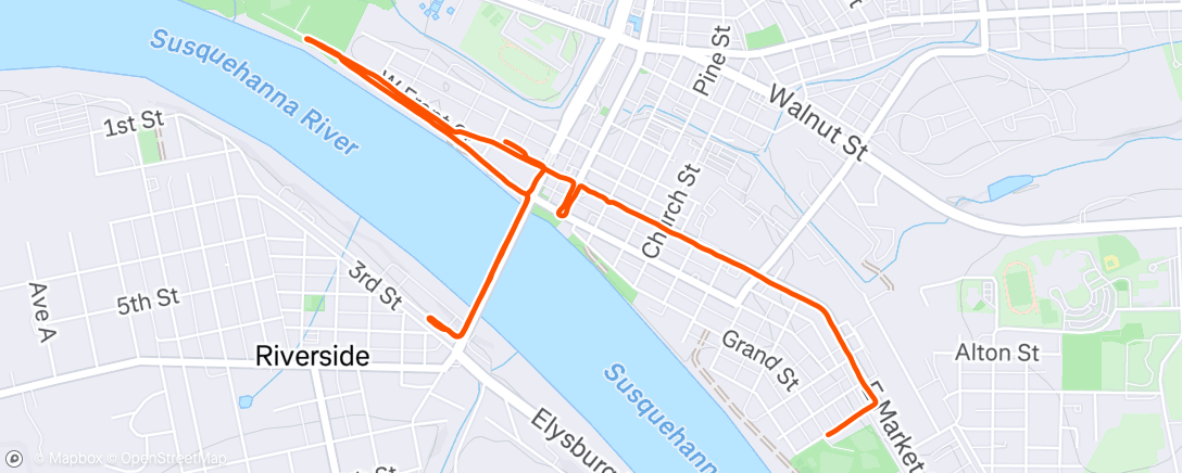 Map of the activity, Afternoon Run