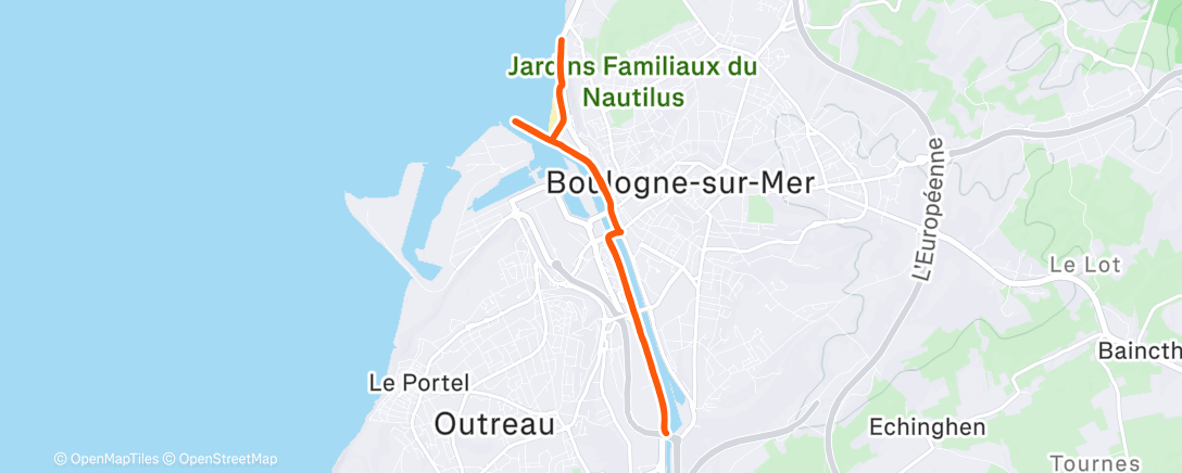 Map of the activity, Course à pied le midi