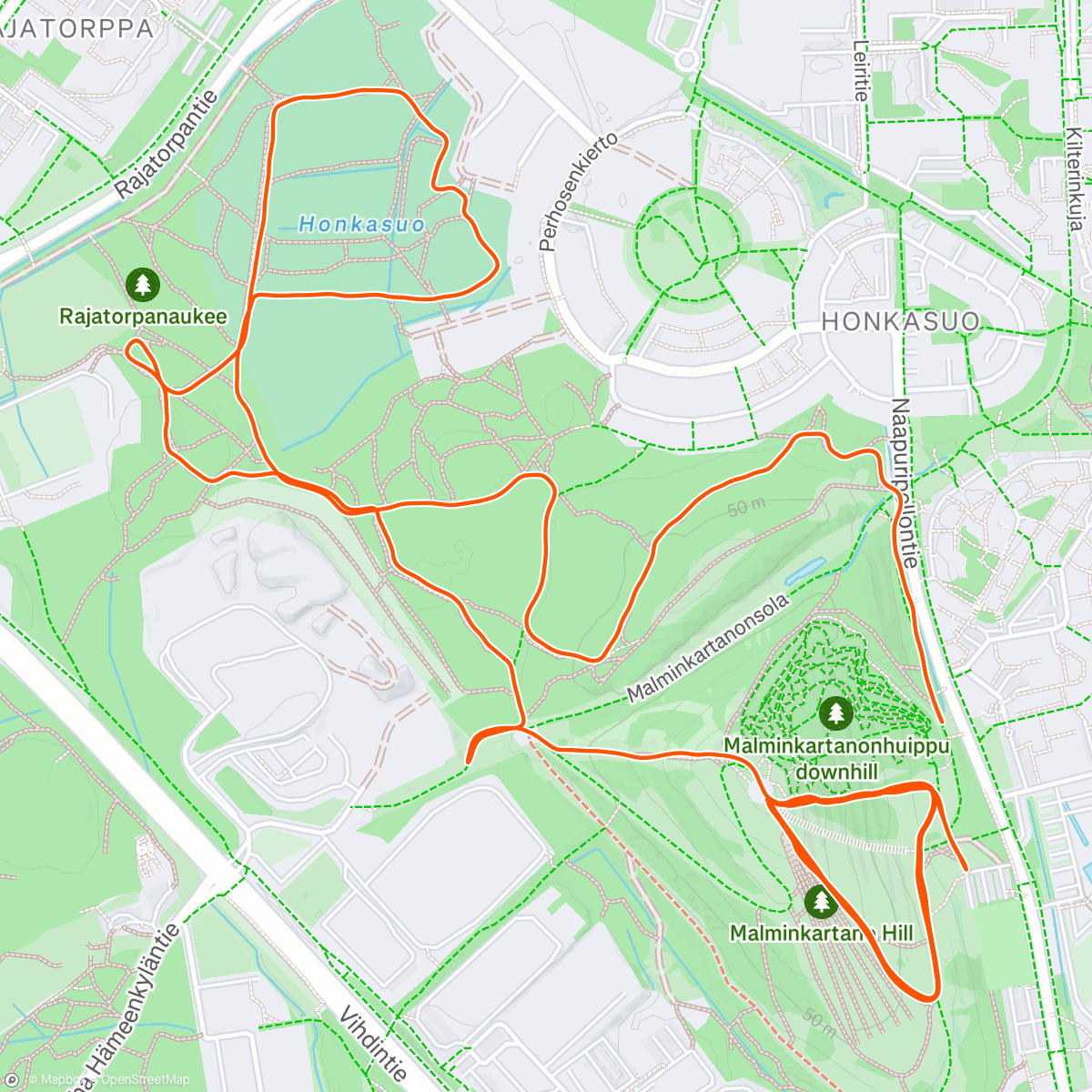 Map of the activity, Afternoon Trail Run