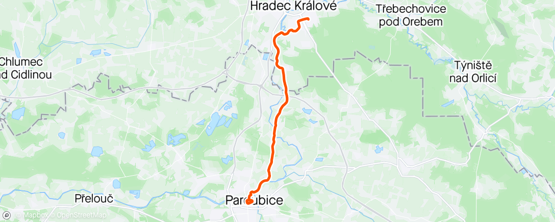 Map of the activity, pardubická píčovina - Bača 🥇