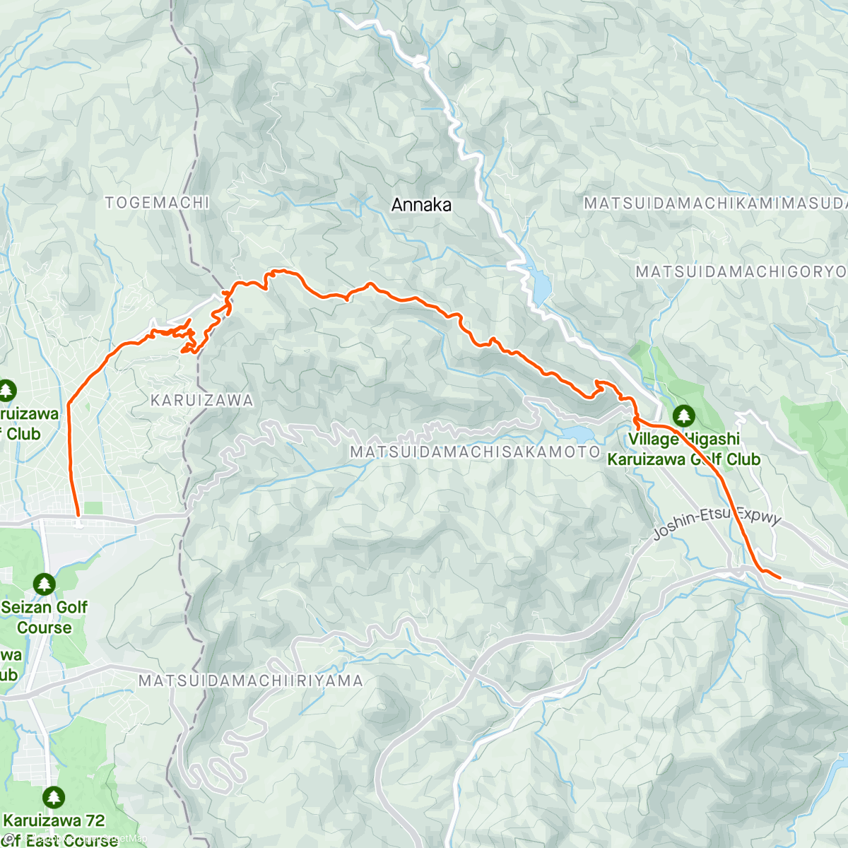 Map of the activity, Nakasendo route hiking, day 4