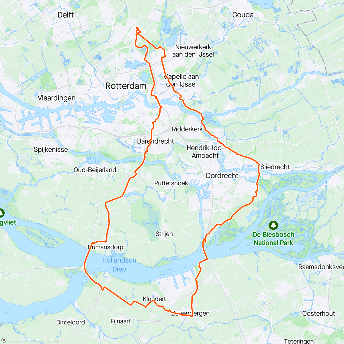 Map of the activity, Rondje Zevenbergen met John