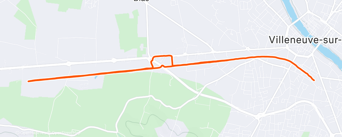 Map of the activity, Course à pied le midi