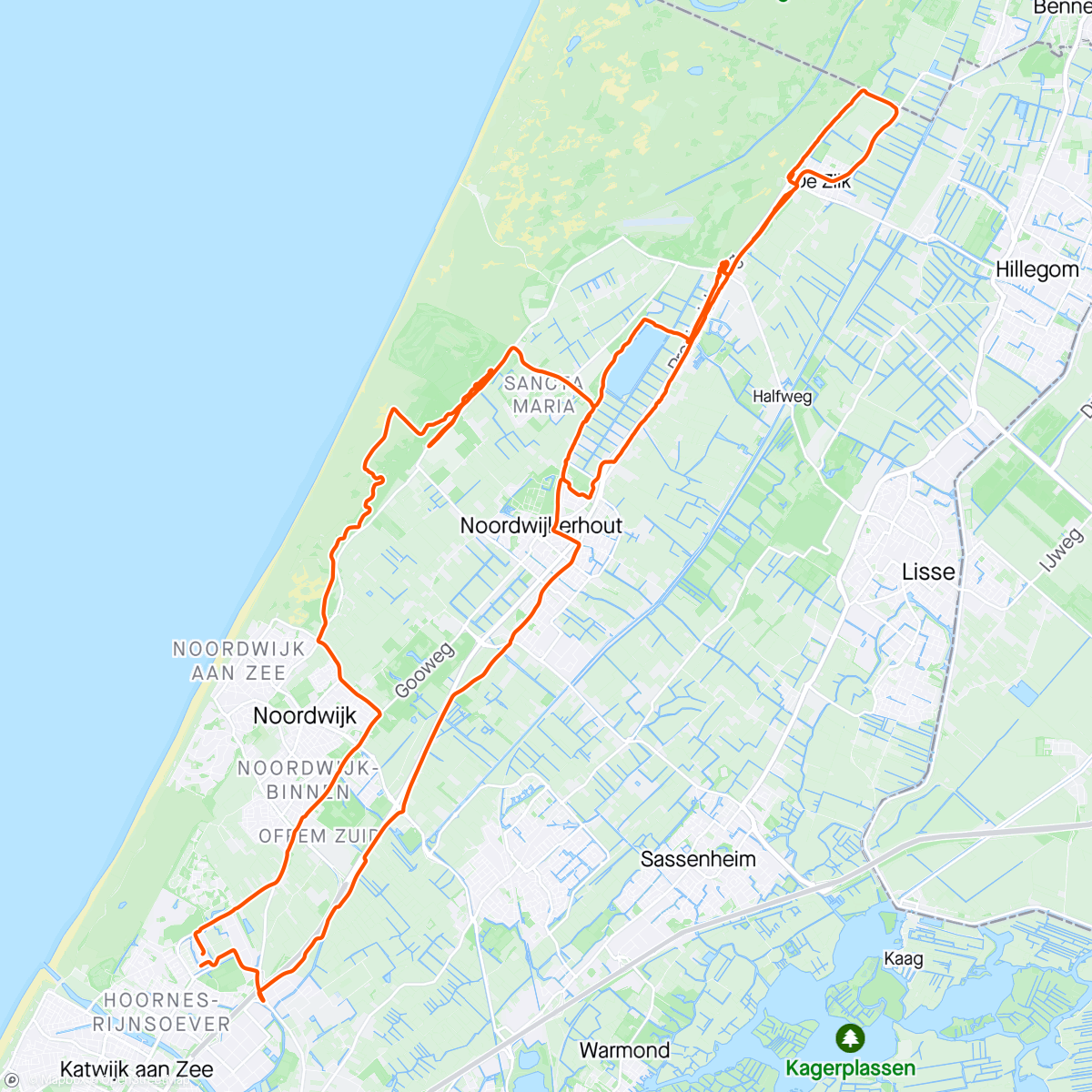 Map of the activity, Tussen de bollenfietsers door.