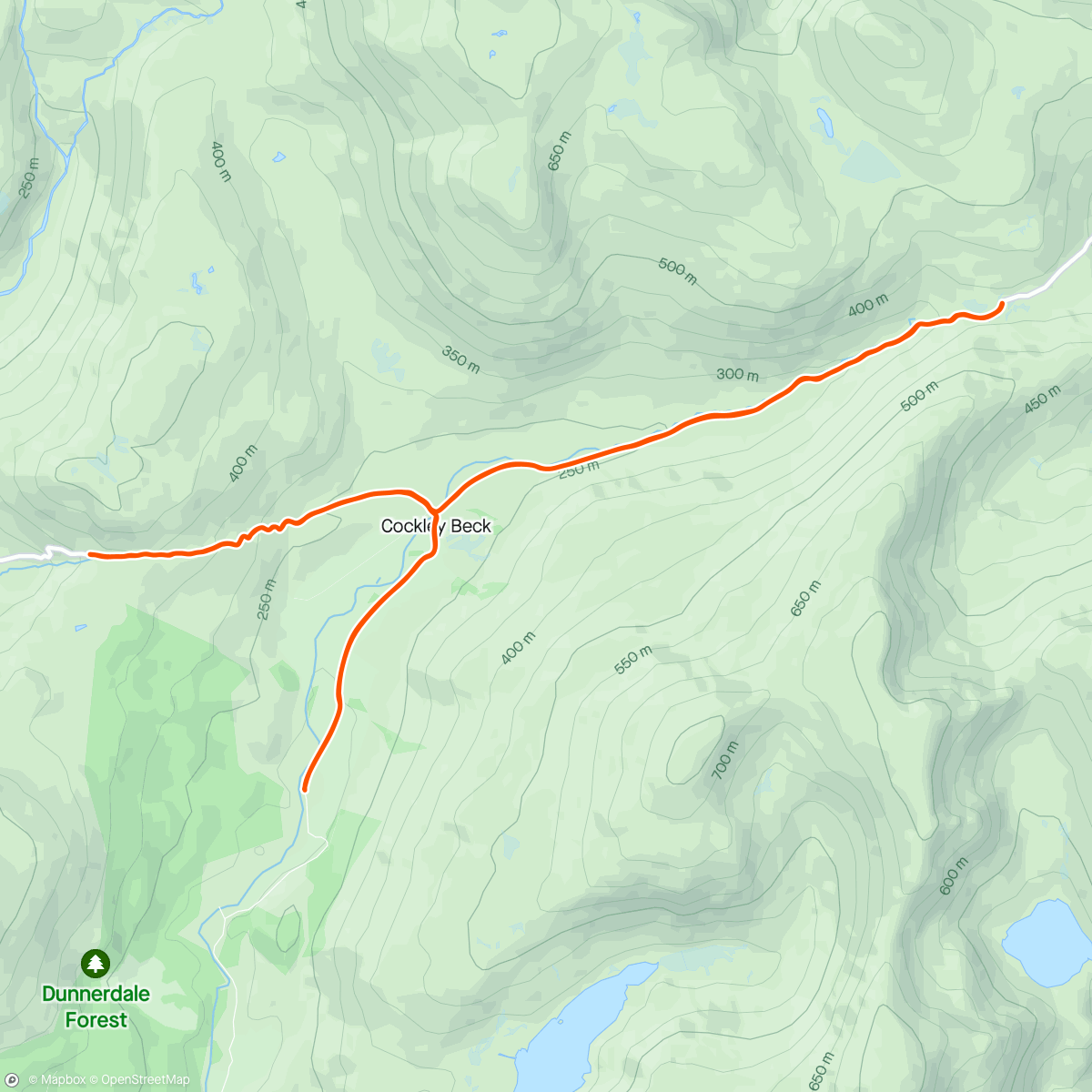 Map of the activity, Hardknott Pass ("easy" side) and Wrynose Pass