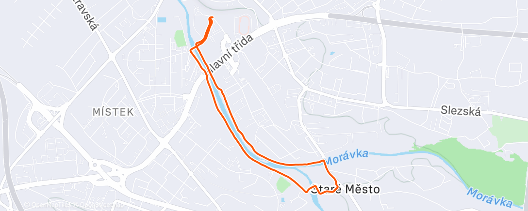 Map of the activity, Afternoon Run