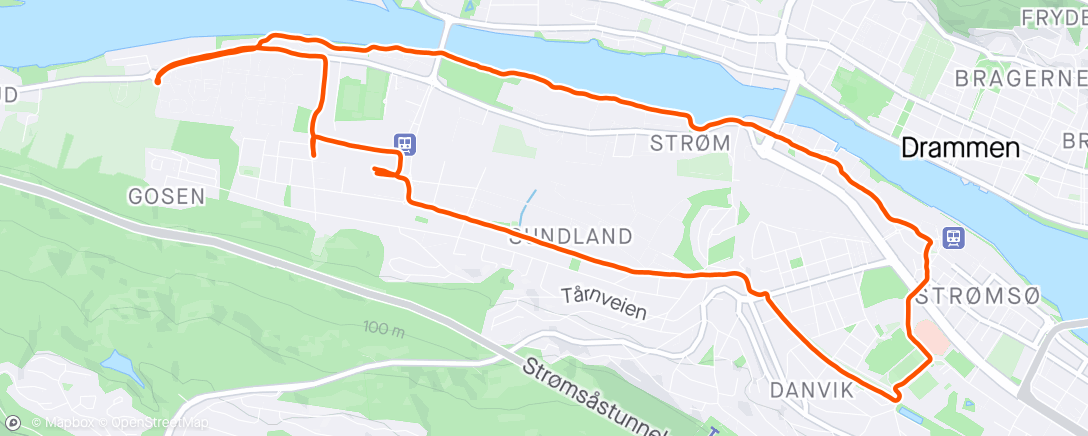 Map of the activity, Run club Drammen