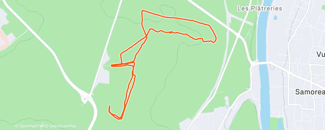 Map of the activity, Course à pied le midi