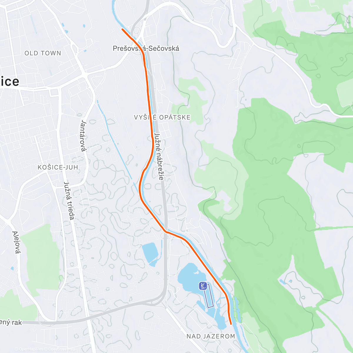 Map of the activity, 276_2025 Tréningový beh #activelife - Jazero Košice - Základné