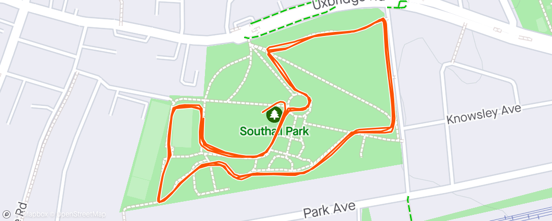 Mapa da atividade, Southall parkrun