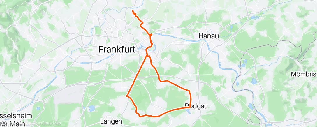 アクティビティ「2hrs Dietzenbach with 1hr tempo」の地図