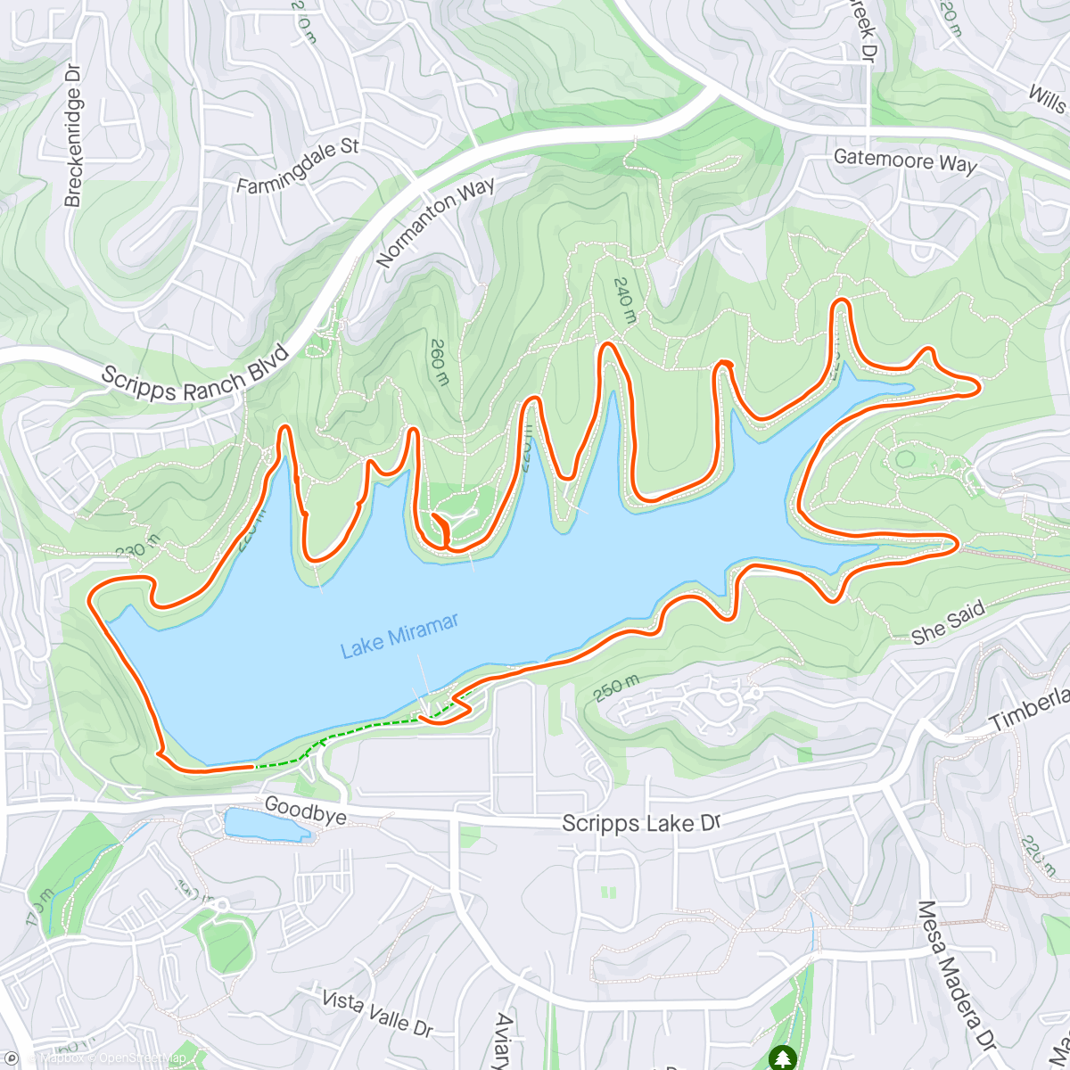 Map of the activity, Lake Miramar with girls
