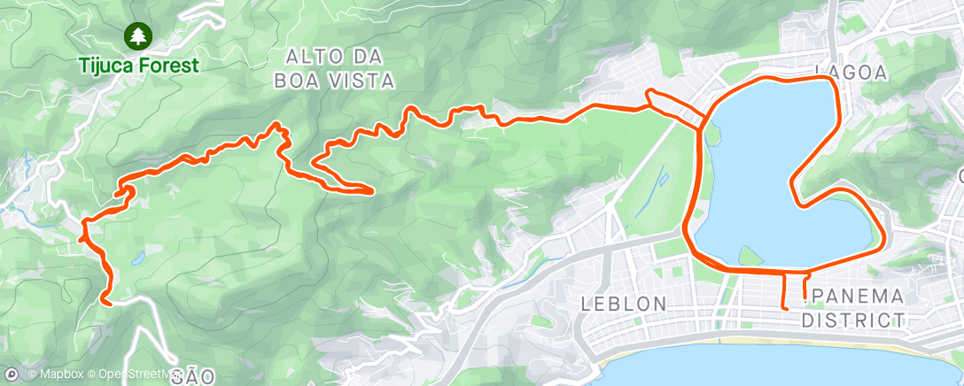 Map of the activity, 6 voltas lagoa + vista até asa delta