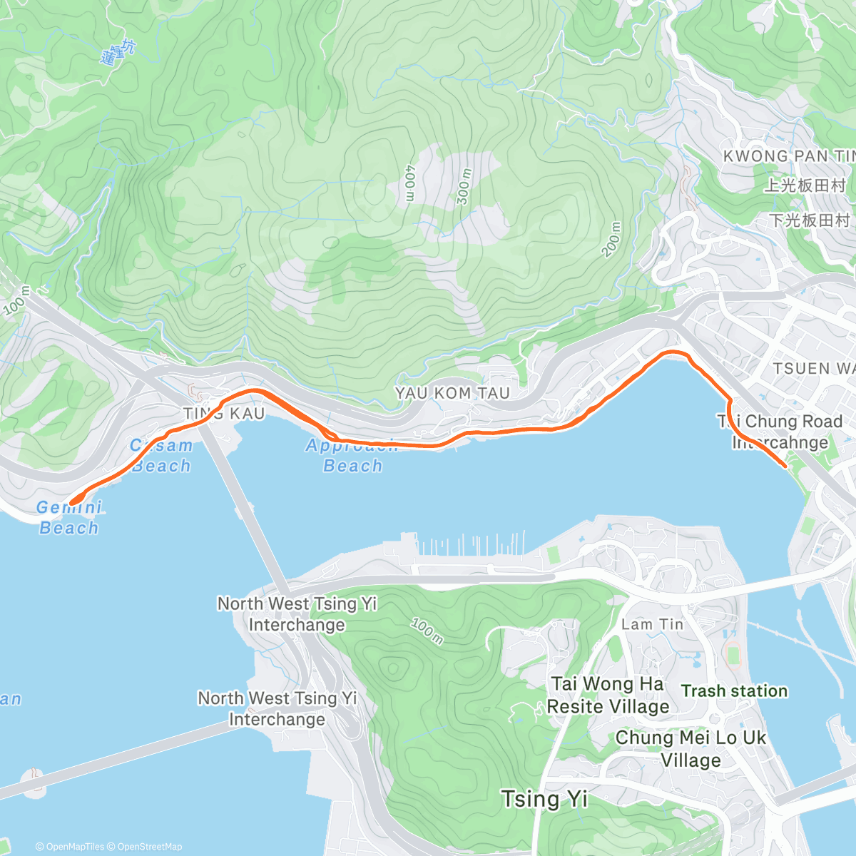 Map of the activity, 傍晚跑步