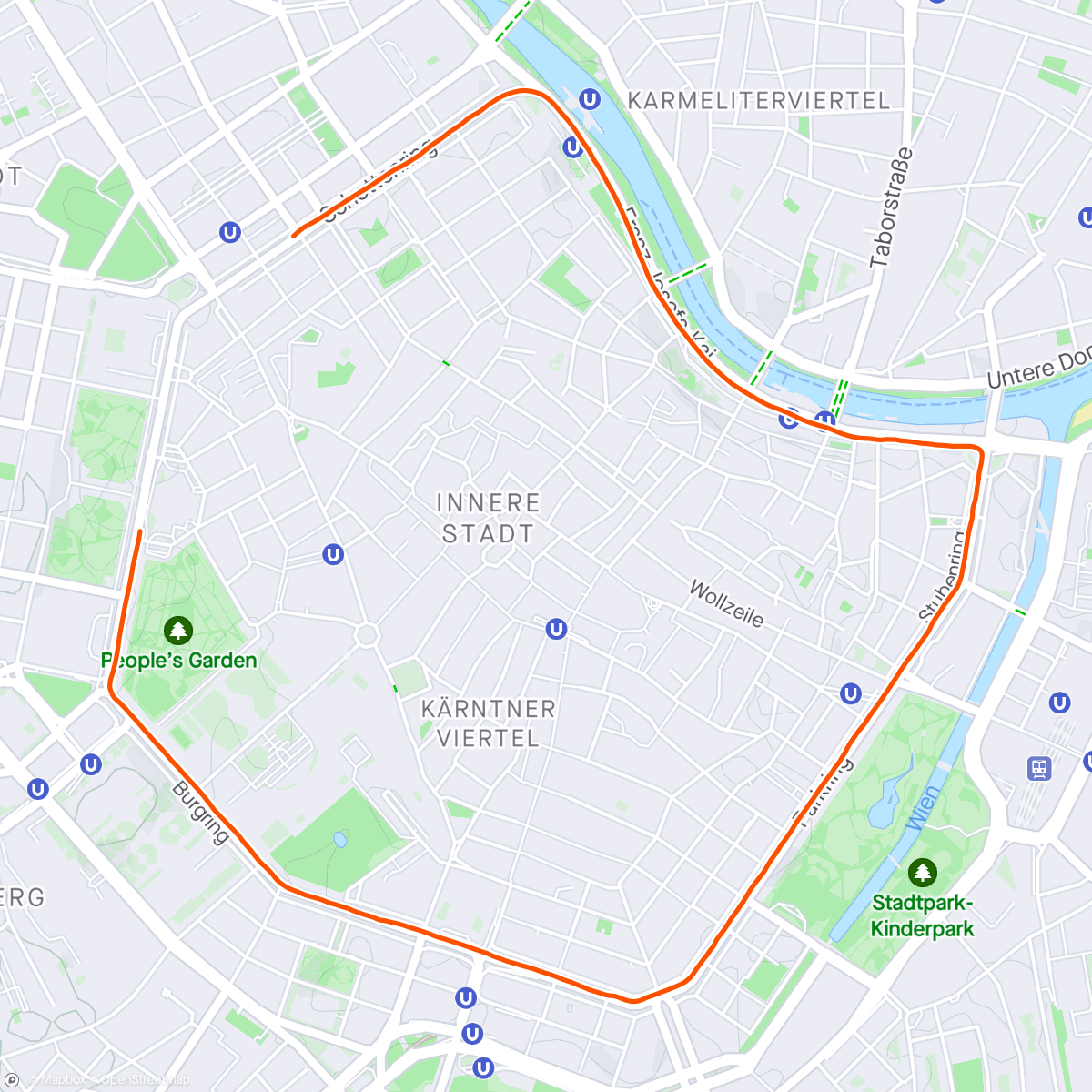 Map of the activity, Vienna run