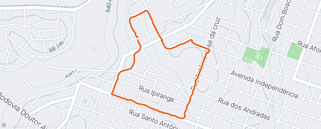 Map of the activity, Regenerativo Caminhada e corrida da Rainha da Paz