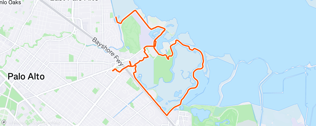Map of the activity, Baylands recovery ride