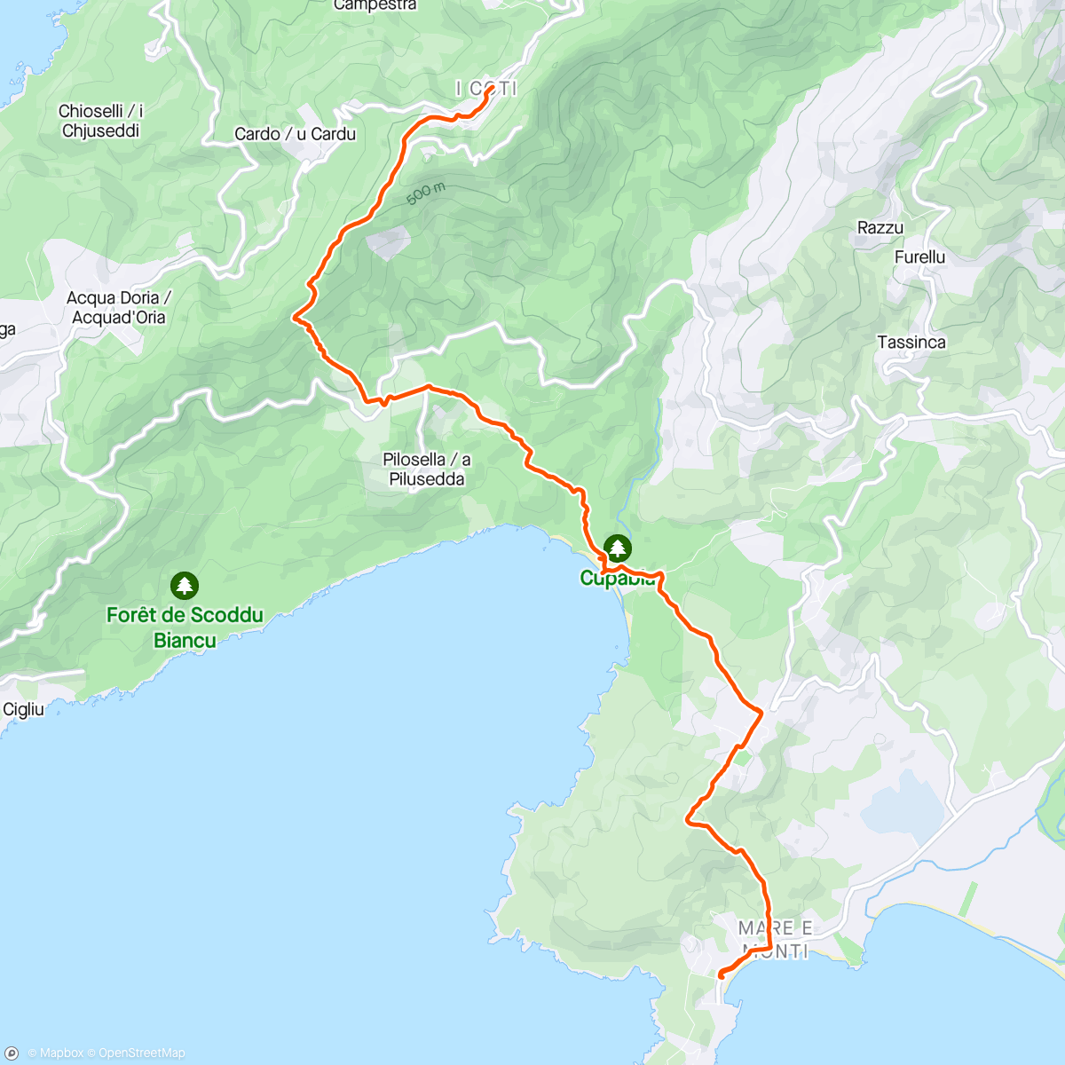 活动地图，Corsica Hiking - Mare a Monti - Day 5