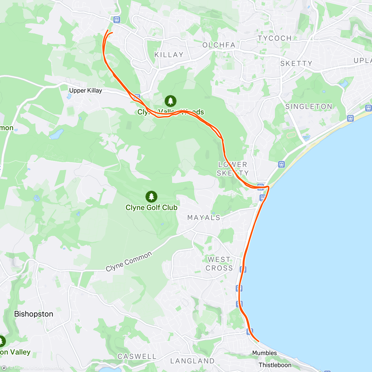 Map of the activity, Evening Tempo session