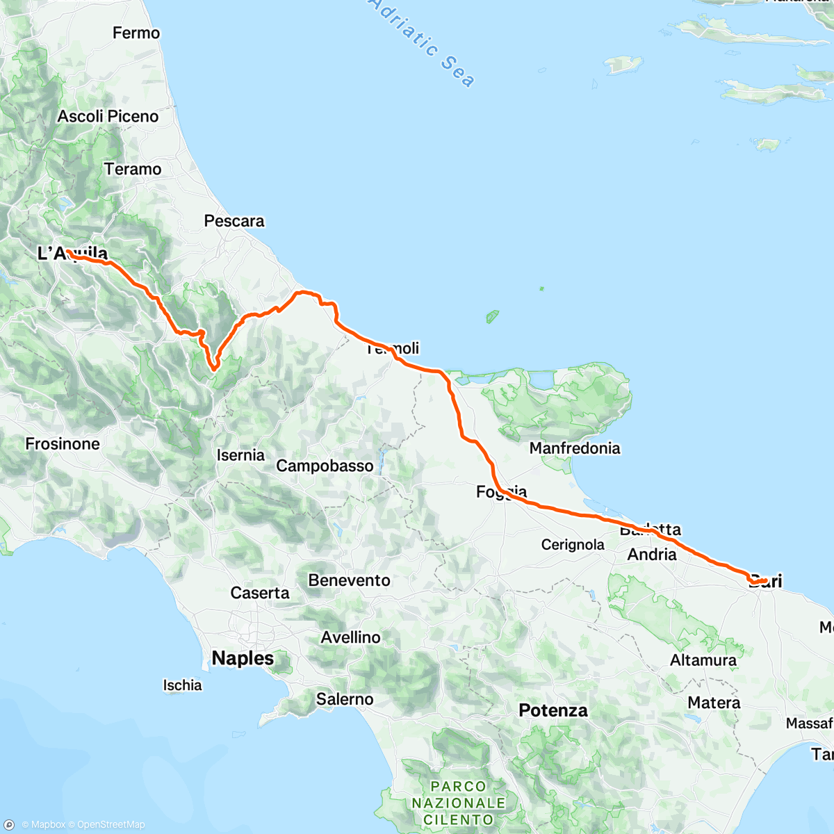 Map of the activity, TCRno11 day 11 & 12 + ferry boat from Bari Italy to Durres Albania