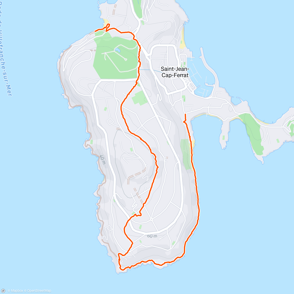 Map of the activity, Cap Ferrat - smukt udsigt, hav og picnic