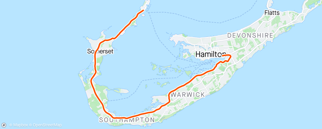 Karte der Aktivität „Kinomap - The Bermuda Island ride”
