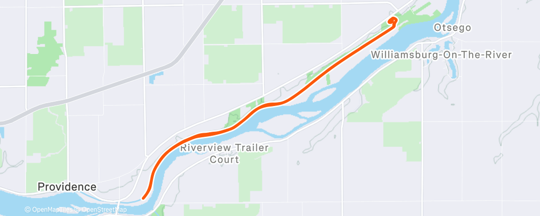 Map of the activity, new year's towpath time trial