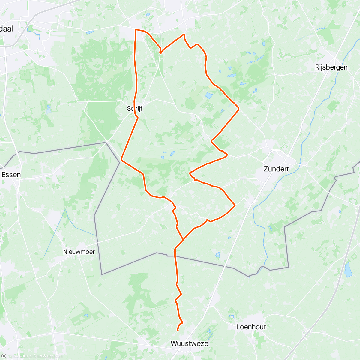 Map of the activity, Bijkletsen en pedaleren met de buffel 🦬 van Rucphen 👌.
