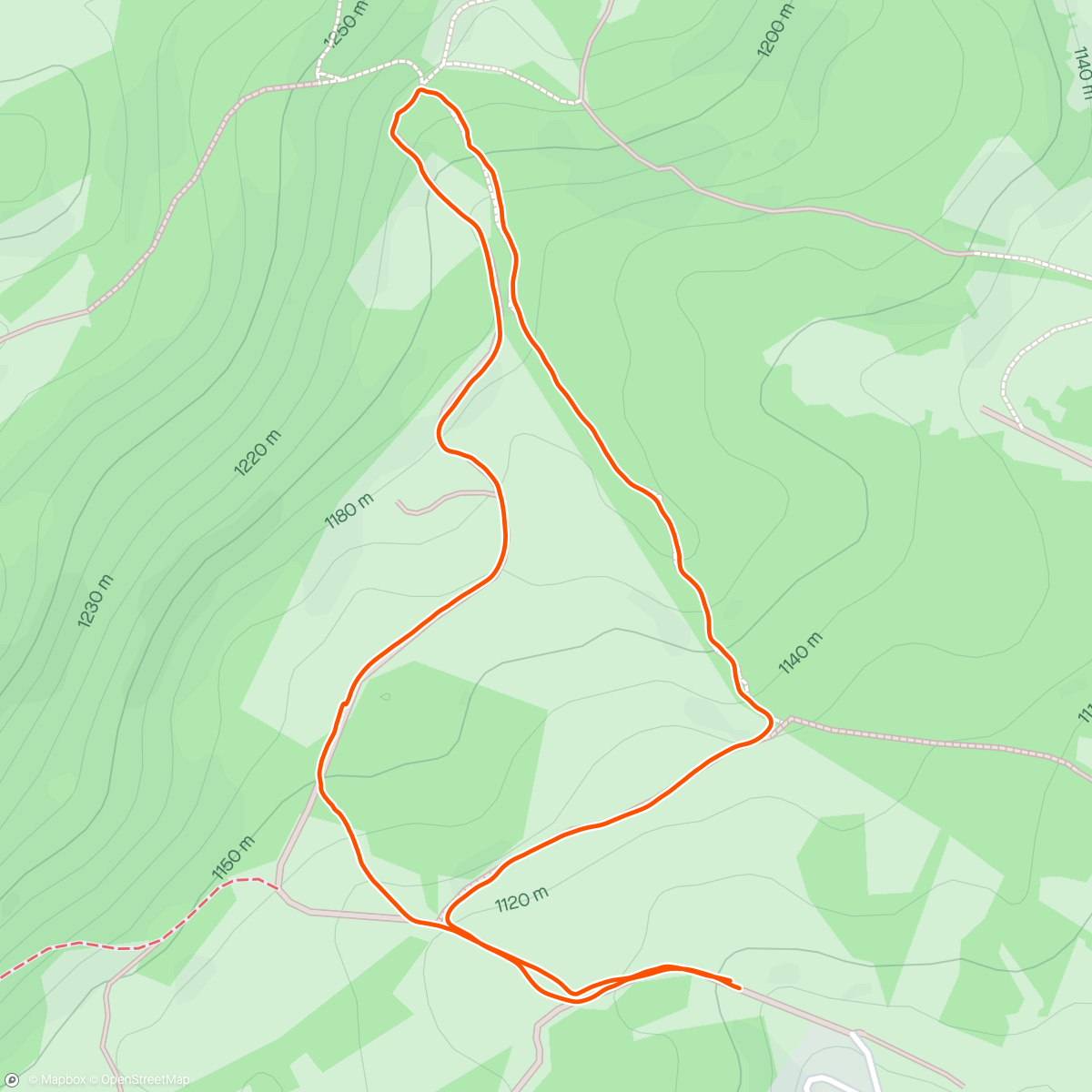 Map of the activity, Short forest run
