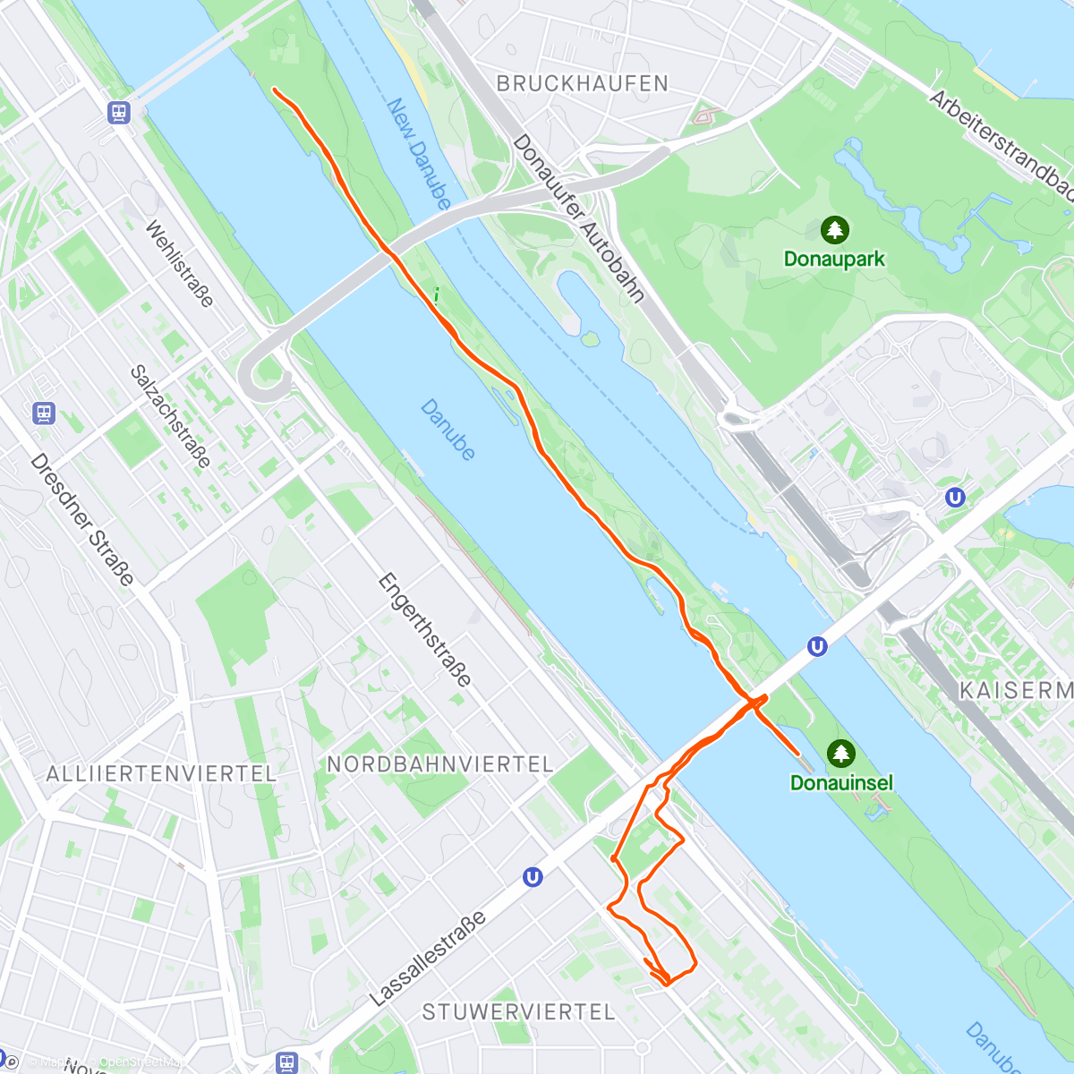 Map of the activity, 3x1000m marathon pace