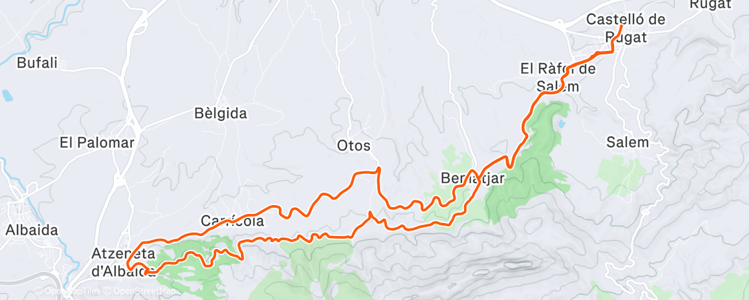 Map of the activity, Bicicleta de montaña por la tarde
