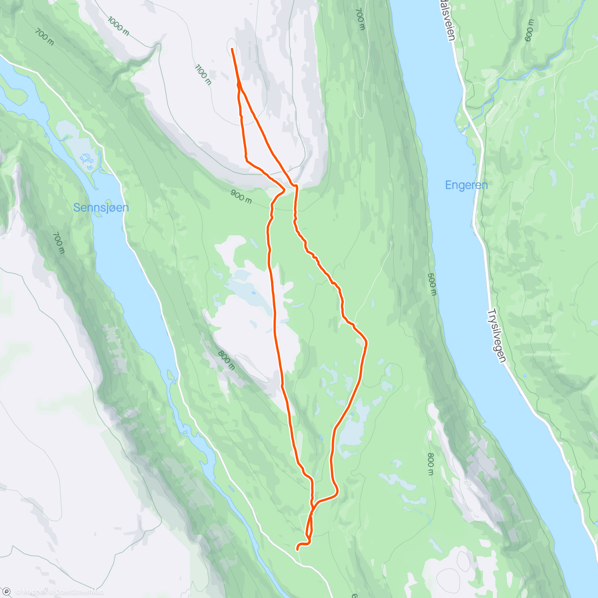 Map of the activity, Fjellskitur til Tverrfjellet