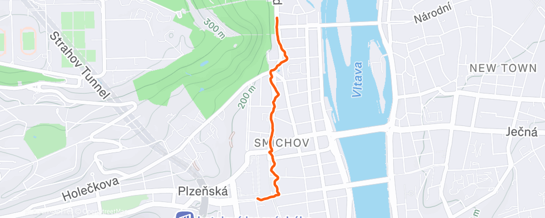 Map of the activity, V dešti po koncertě na tramvaj