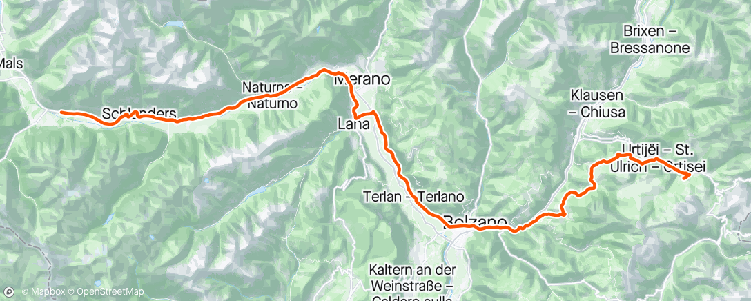 Map of the activity, Giro Italia stage 16 🌧️🌨️