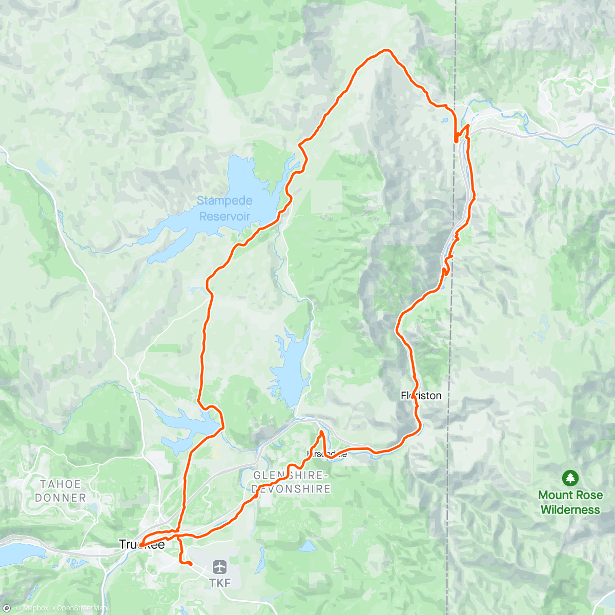 Карта физической активности (Truckee River - Dog Valley - Stampede Loop)