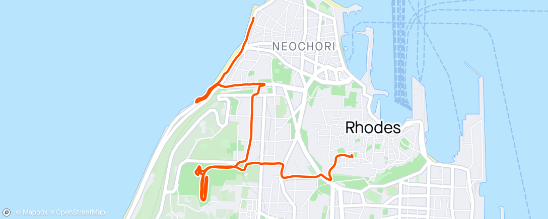 Map of the activity, Rhodes Walk - acropolis of Rhodes